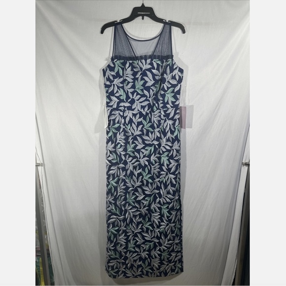 NWT JS Collections [ 14 ] Leighton Illusion Column‎ Gown in Oxford Blue G1462 - Picture 6 of 14